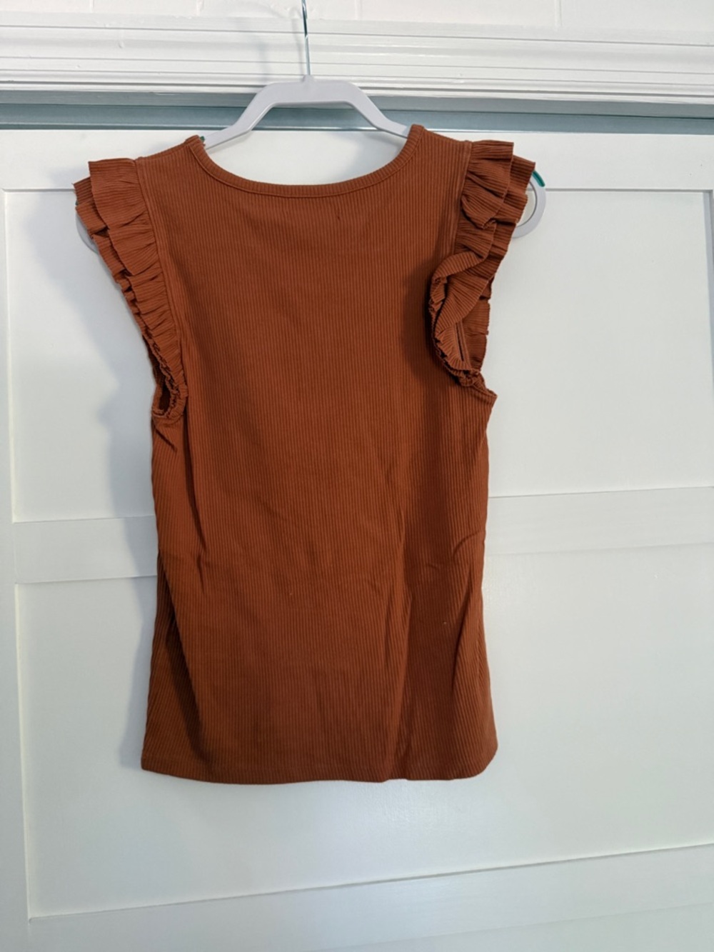 J. Crew Girls' Rust Ribbed Ruffle Tank - Picture 2 of 3